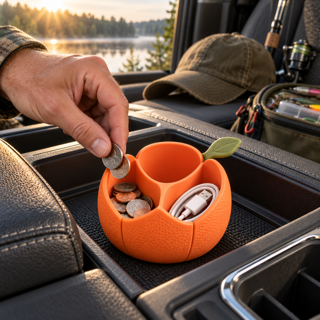 Orange-Shaped Car Console Organizer