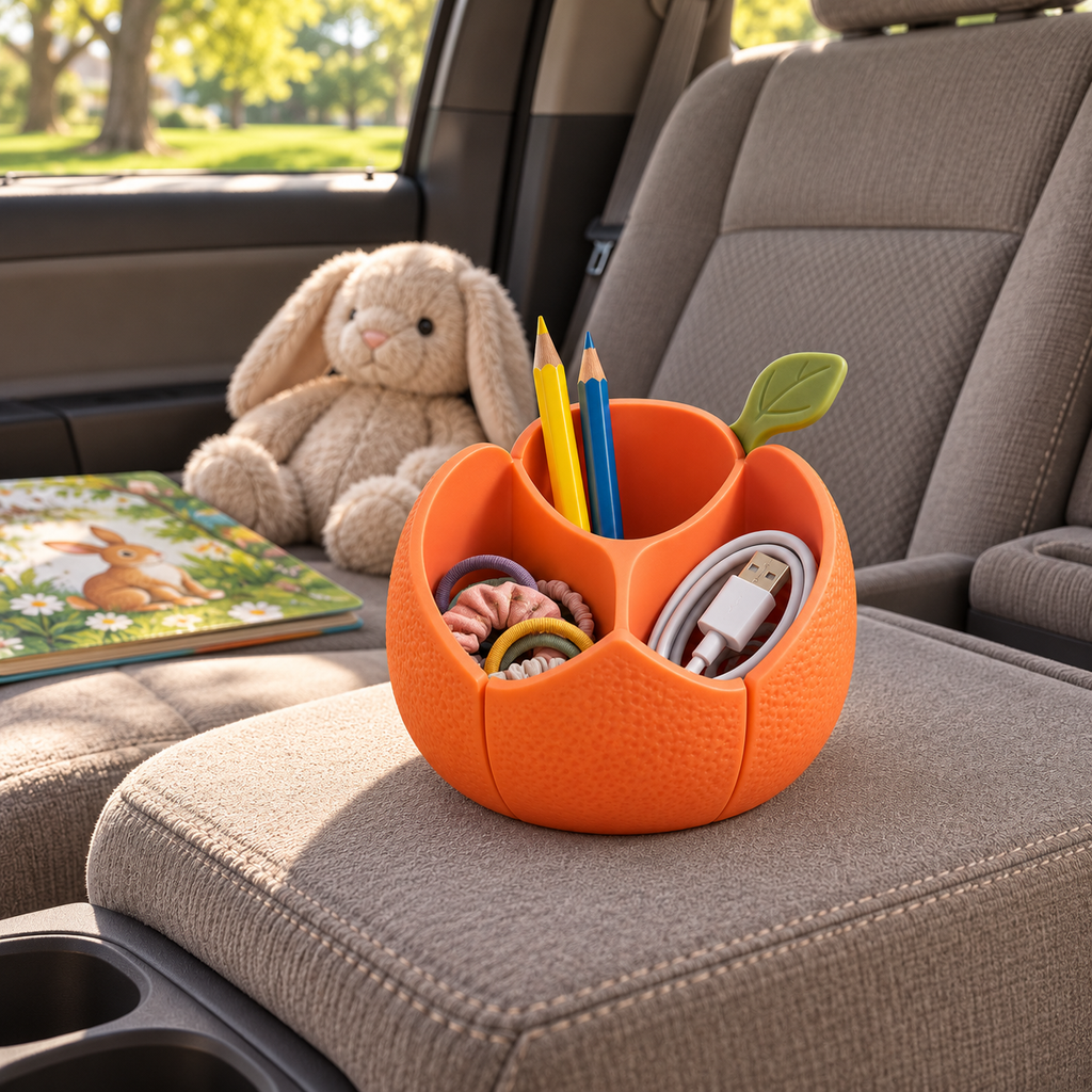 Orange-Shaped Car Console Organizer