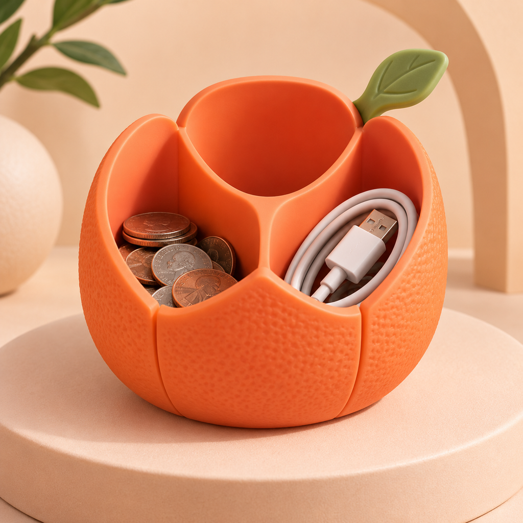 Orange-Shaped Car Console Organizer